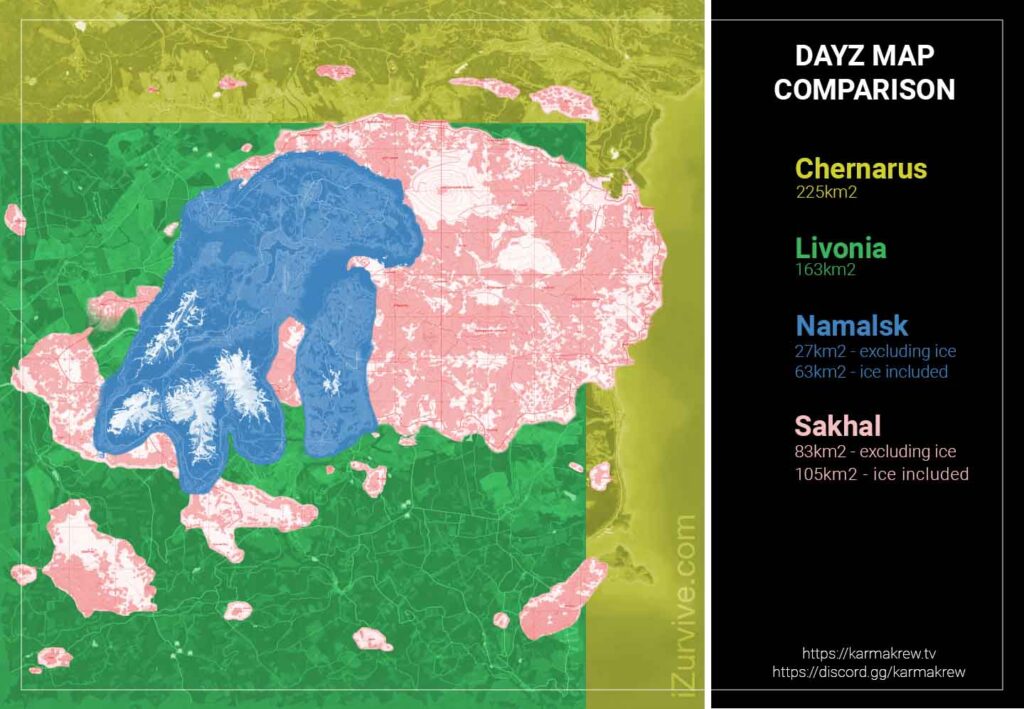 DayZ Map size comparisson